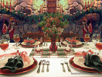 Red and Pine Table Decor